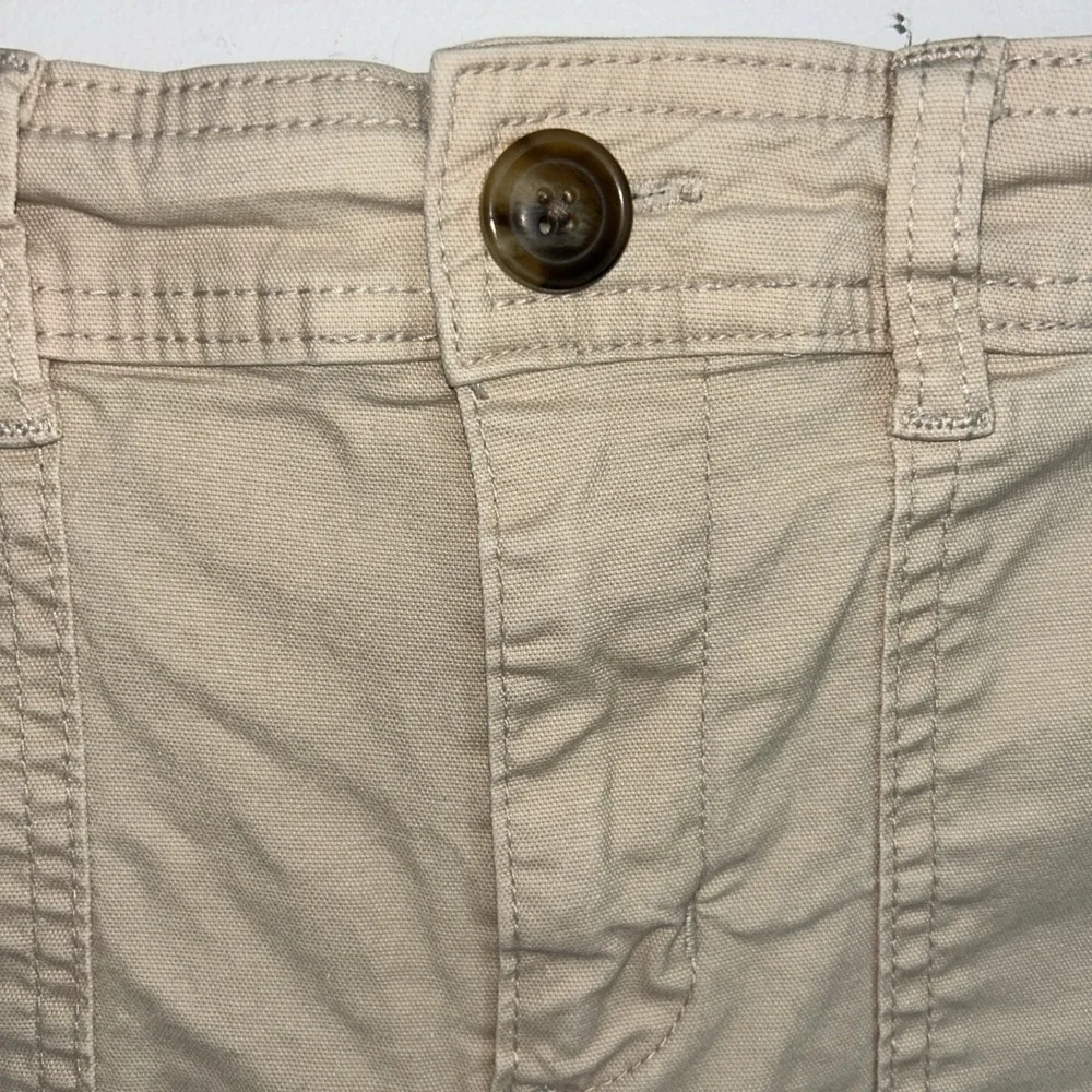 A New Day Women Tan Khaki High Rise Utility Stretch Shorts Size 6 Front Pockets - Picture 3 of 6